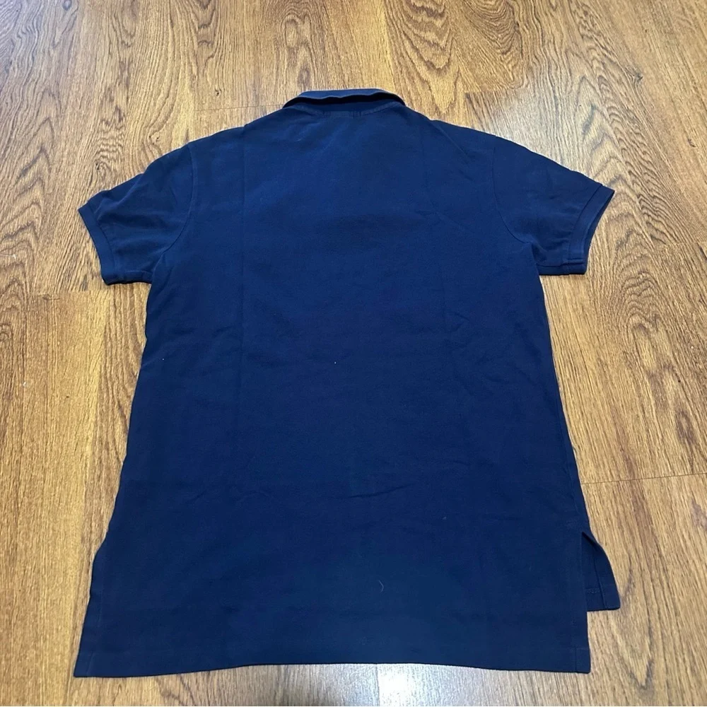Ralph Lauren Navy Blue Big Pony Polo White Logo shirt size medium custom fit